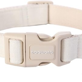 DOGWONG Cotton Hemp Dog Collar, Heavy-Duty White Dog Collar...