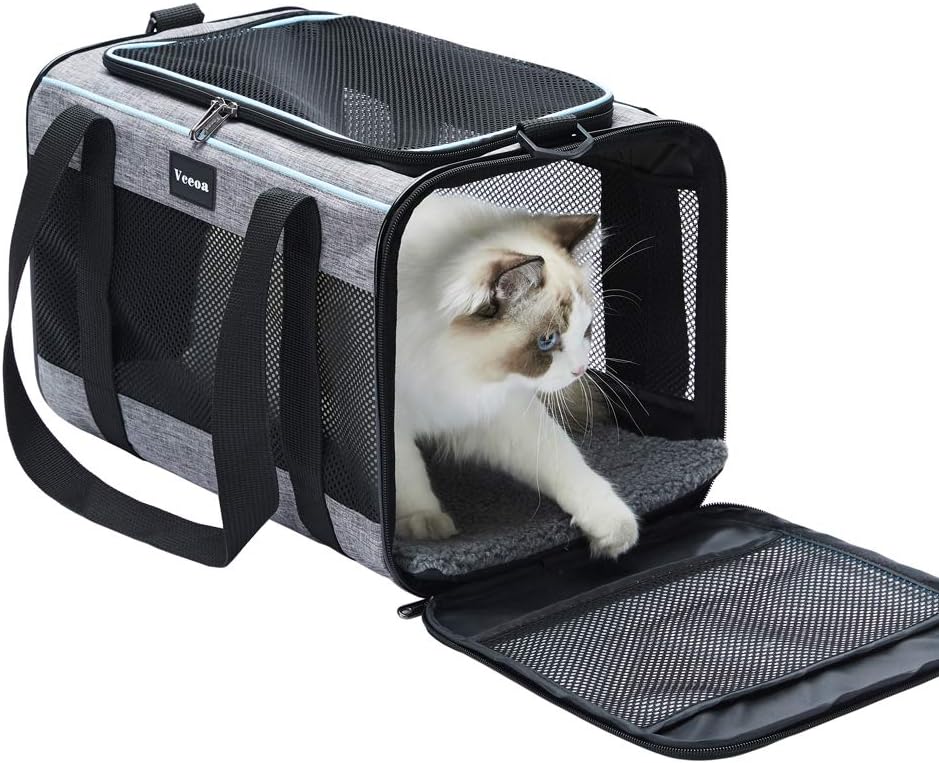 Vceoa 17.5x11x11 Inches Cat, Dog Carrier for Pets Up to...