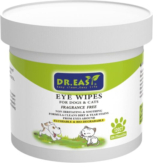 DR.EASY Pet Eye Wipes 120 Ct for Dog Cat Horse & Rabbit...