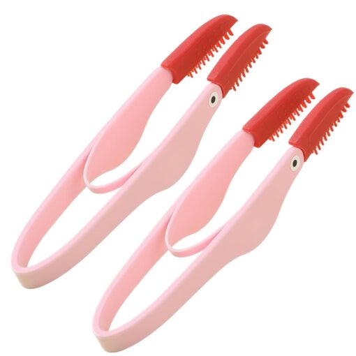 2Pcs Dog Cat Tear Comb, Tear Stain Remover, Dog Eye Comb Brush Dog Eye Cleaning Comb Tweezers with Double-Head Brush for Dogs Cats, Pets Grooming Comb, Tick Remover Tool Pink