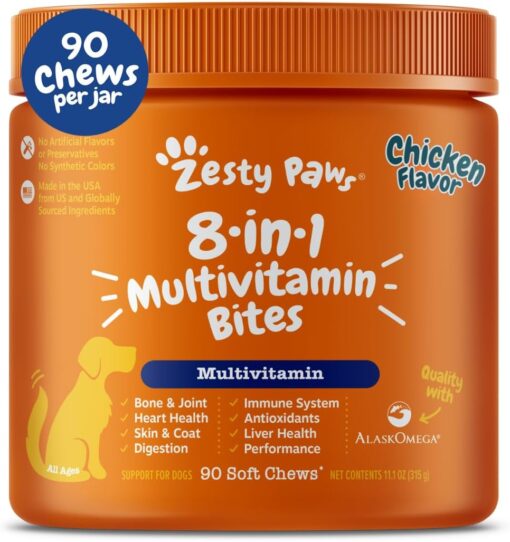 Zesty Paws Multivitamin Treats for Dogs – Glucosamine...