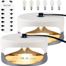 Flea Trap 2 Packs – Premium Flea Traps for Inside Your Home – Natural and Child-Friendly Light Trap for Indoor with Natural Glue Discs Refills and LED Lightbulb Flea Trap 2 Packs – Premium Flea Traps for Inside Your Home – Natural and Child-Friendly Light Trap for Indoor with Natural Glue Discs Refills and LED Lightbulb
