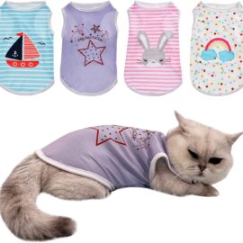 4Pcs Dog & Cat Shirts – Polka Dot & Stripe... 4Pcs Dog & Cat Shirts – Polka Dot & Stripe...