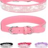 Dog Collar for Small Dogs, Adjustable Leather Suede Bling...