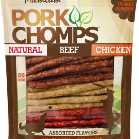 Pork Chomps Dog Chews, 5-inch Munchy Sticks, Assorted Flavors,... Pork Chomps Dog Chews, 5-inch Munchy Sticks, Assorted Flavors,...