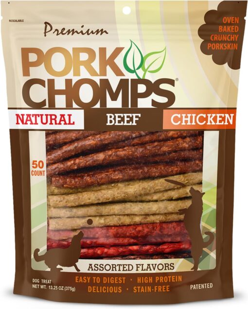 Pork Chomps Dog Chews, 5-inch Munchy Sticks, Assorted Flavors,...