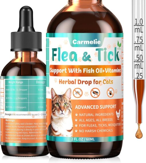 Flea and Tick Prevention for Cat, Flea Drops with Vitamins...