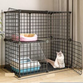2 Tier(Black) Cat Cage Indoor Cat Enclosures DIY Cat Playpen...