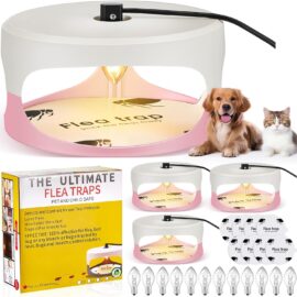 Qualirey 4 Flea Traps for Inside Home, Pink, White, Round...