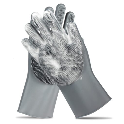 Pet Grooming Gloves – Gentle Dog Bathing Shampoo Brush...