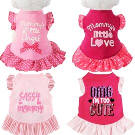 XPUDAC 4 Pieces Pet Dog Dress Dog Clothes Girl Puppy Shirt...