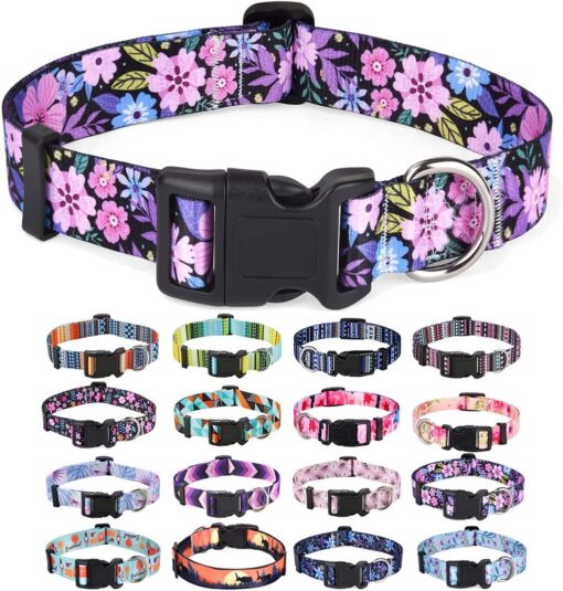 Dog Collar with Bohemia Floral Tribal Geometric Patterns...