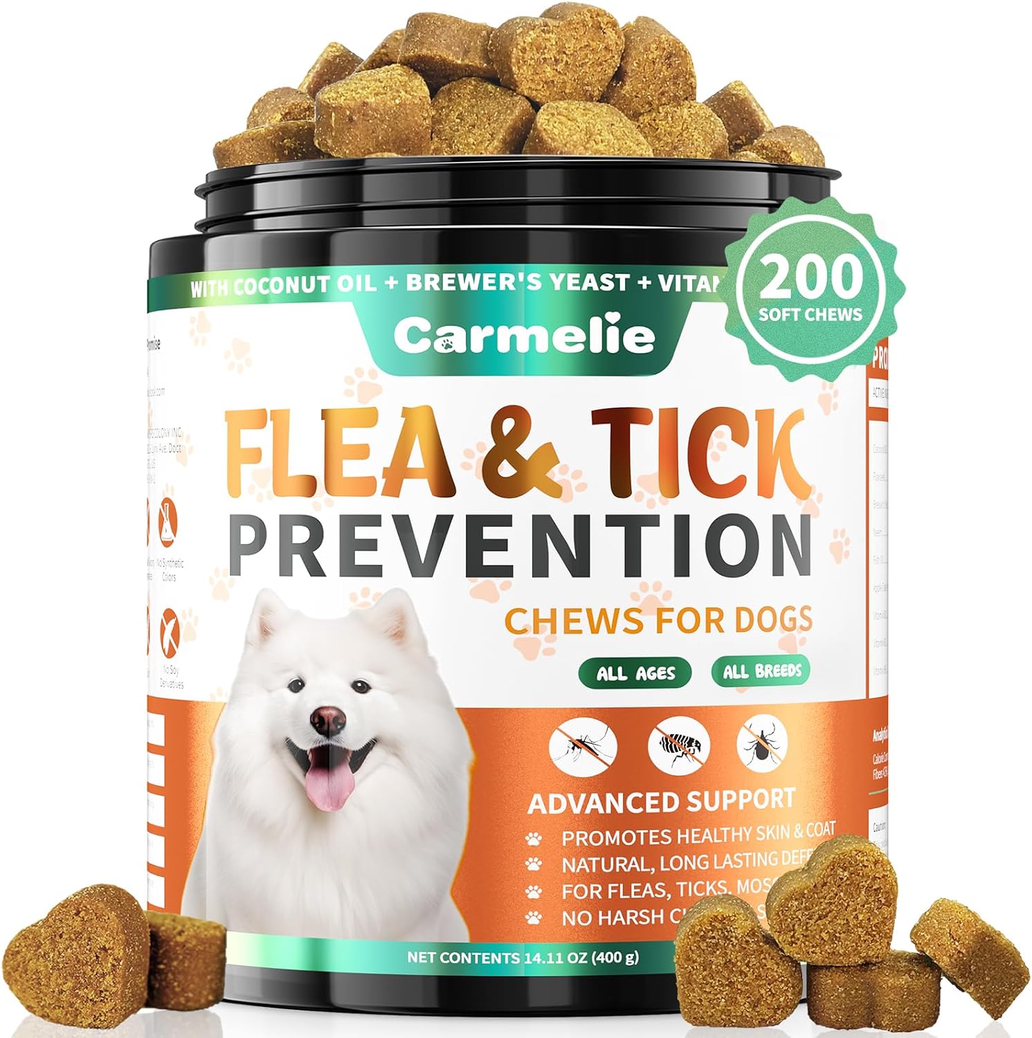 Carmelie Flea and Tick Prevention for Dogs Chewables 200...