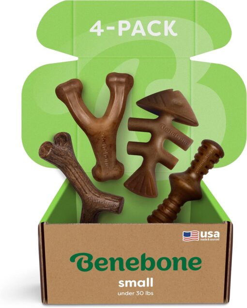 Benebone Small 4-Pack Dog Chew Toys for Aggressive Chewers,...