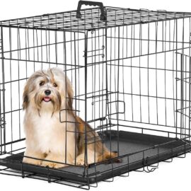 Sweetcrispy 24-Inch Double-Door Iron Dog Crate – Heavy-Duty...