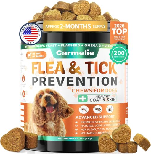 Carmelie Flea and Tick Prevention for Dogs, Supports Skin...