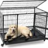Gardner Pet 43 Inch Heavy Duty Dog Crate with Wheels, Folding...