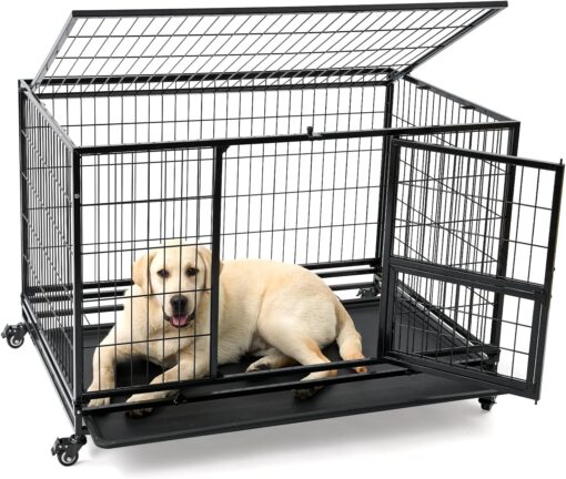 Gardner Pet 43 Inch Heavy Duty Dog Crate with Wheels, Folding...