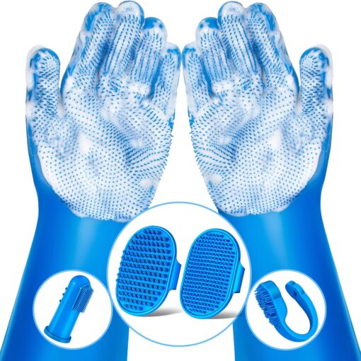 6PCS Pet Grooming Kit | Dog Washing Gloves | Dog Bath Brush...