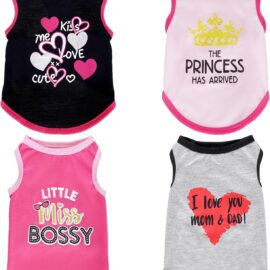 4 Pack Dog Shirts Summer Printed Puppy Clothes Cute Sleeveless... 4 Pack Dog Shirts Summer Printed Puppy Clothes Cute Sleeveless...