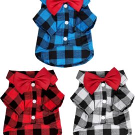 Tongcloud 3 Pack Plaid Puppy Cat Shirt Cute Dog Shirt Cat...