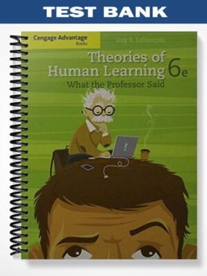 Test Bank for Theories of Human Learning What the Professor Said 6th Edition by Lefrancois