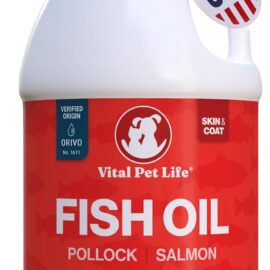 Fish Oil for Dogs, Healthy Skin & Coat Salmon Pollock Liquid Omega 3, 64 oz | Soft Shiny Glossy Coat, EPA DHA, Immune System & Heart Function Support, Normal Shedding, Supplement for Pets