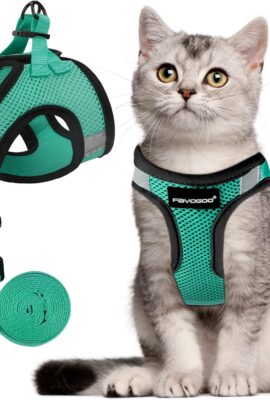 FAYOGOO Escape Proof Cat Harness and Leash Set for Walking, Secure-Fit Step-in Cat Vest Harness, Soft & Lightweight for Kittens and Large Cats