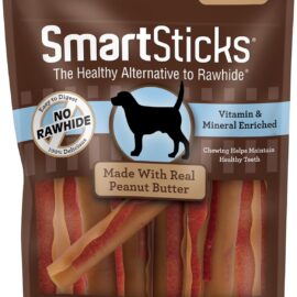 SmartBones SmartSticks Rawhide-Free Dog Treats, Peanut Butter, 25 Count | With Real Peanut Butter & Chicken, Easy To Digest Chew, Vitamin & Mineral Enriched, Supports Dental Health, For Small Dogs
