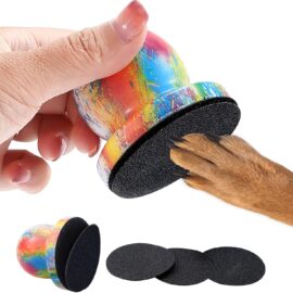 dPois Quiet Dog Nail Grinder Portable Scratch Pad with 3 Filing Discs for Calm Paw Trimming Pet Nail File for Anxious Dogs Cats at Home Colorful One Size
