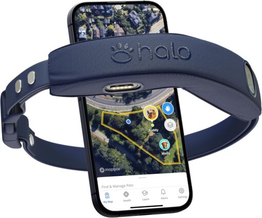 Halo Collar 4 Wireless Dog Fence & GPS Dog Collar, Keep Your Dog Safely Contained Outdoors with App-Controlled Boundaries and Real-Time Tracking, One Size, Midnight