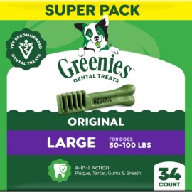 Greenies Large Natural Dental Dog Treats, Original Flavor, 34 Count | Veterinarian-recommended, cleaner teeth after 28 days, clean to gumline, for dogs 50-100 lbs, original chicken flavor